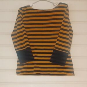 Jones New York Top Womens XL Navy/Yellow 3/4 Sleeve Cotton Casual Business